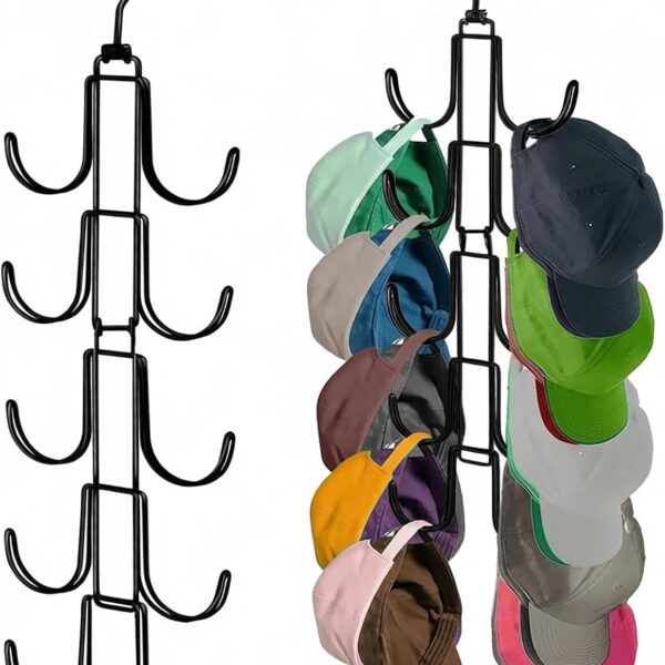 Metal Cap Rack with 10 Rotatable Hooks (40 Caps)
