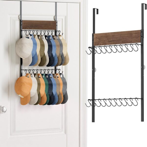 Over-Door 2-Tier Hat Organiser with 20 Hooks