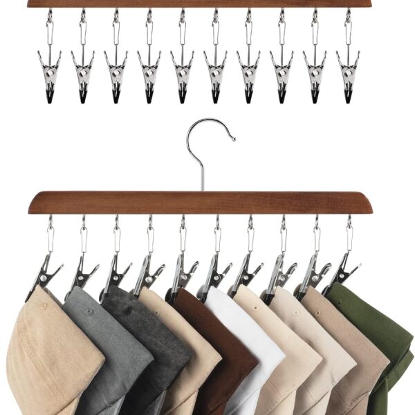 2-Pack Walnut Cap Hanger Rack with 10 Clips