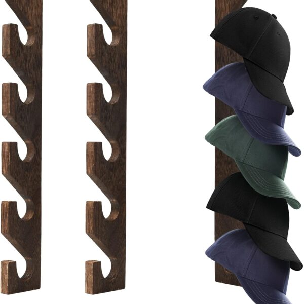 2-Pack Solid Wood Wall Hat Storage Display
