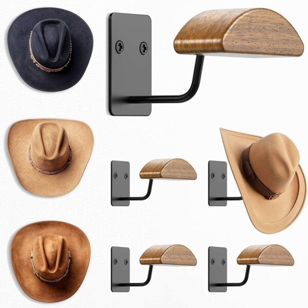 4-Pack Natural Wood Cowboy Hat Holders
