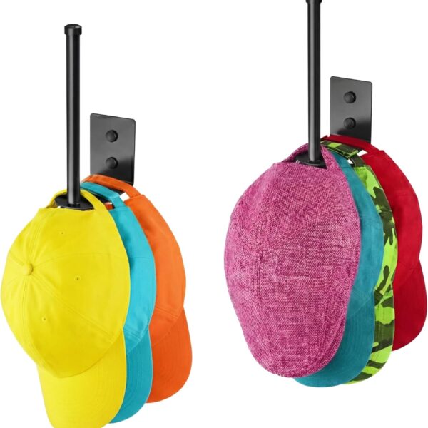 2-Pack Black Stainless Steel Wall Hat Rack