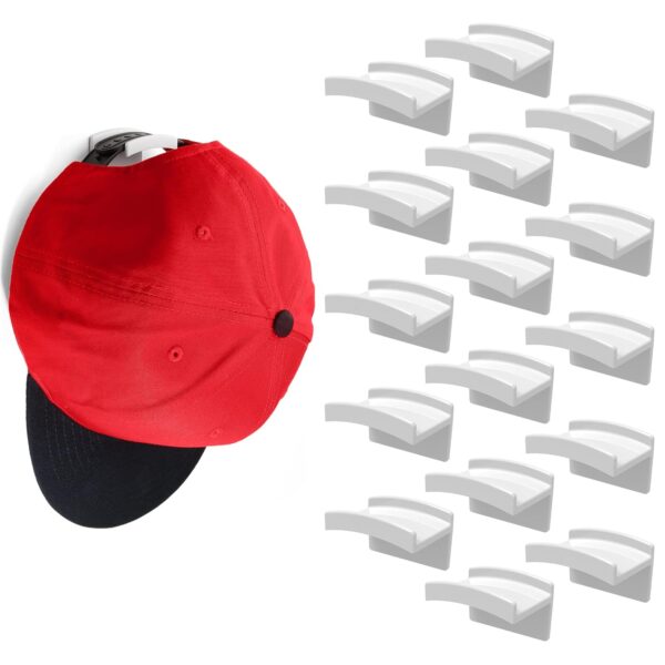 16-Pack No-Drill Adhesive Hat Hooks