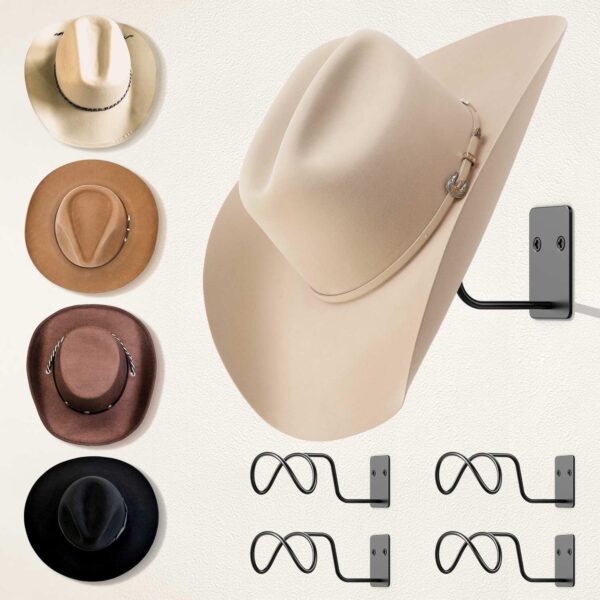 4-Pack Metal Wall-Mounted Cowboy Hat Holders