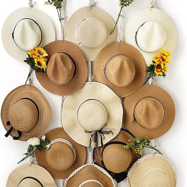 Macrame Wall Hat Rack with 15 Clips