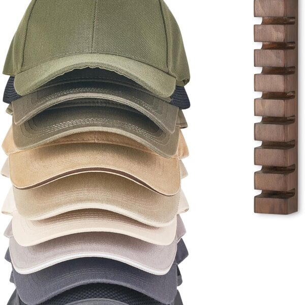 Wooden Wall Hat Rack for 10 Caps
